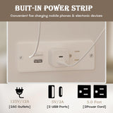 FUFU&GAGA Full Size Murphy Bed with Charging Station & Storage, Cabinet Bed Frame with Drawer, Folding Space Saving Murphy Beds Chest for Bedroom Guest Room Office, White, 76.4”L x 56.2”W x 40.9”H FUFU&GAGA