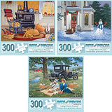 Bits and Pieces – Value Set of Three Large 300 Piece Jigsaw Puzzles for Adults – Seasons Themed Jigsaw Puzzles Designed by Artist John Sloane, Completed Puzzle Size: 18" x 24" Bits and Pieces