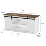 YESHOMY Farmhouse TV Stand and Entertainment Center for Televisions up to 65 Inchs, with Sliding Barn Doors and Storage Cabinets, Console Table and Media Furniture for Living Room, 58 Inch, Milk White YESHOMY
