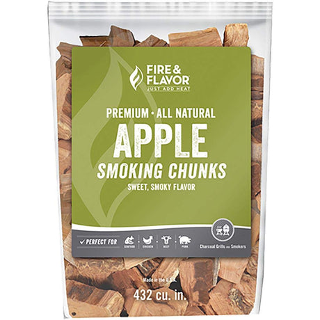 Fire & Flavor Apple Wood Chunks for Smoking and Grilling - All-Natural, Long-Lasting with a Mildly Sweet Flavor - Large Chunk Wood Chips for Smokers,Green 4 Pounds Fire & Flavor