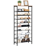 HOOBRO 10-Tier Shoe Rack, Large Capacity Shoe Shelf, Shoe Storage Organizer for 30-40 Pairs of Shoes, Front Door Entrance, Entryway, Hallway, Closet, Space Saver, Rustic Brown and Black BF110XJ01 HOOBRO