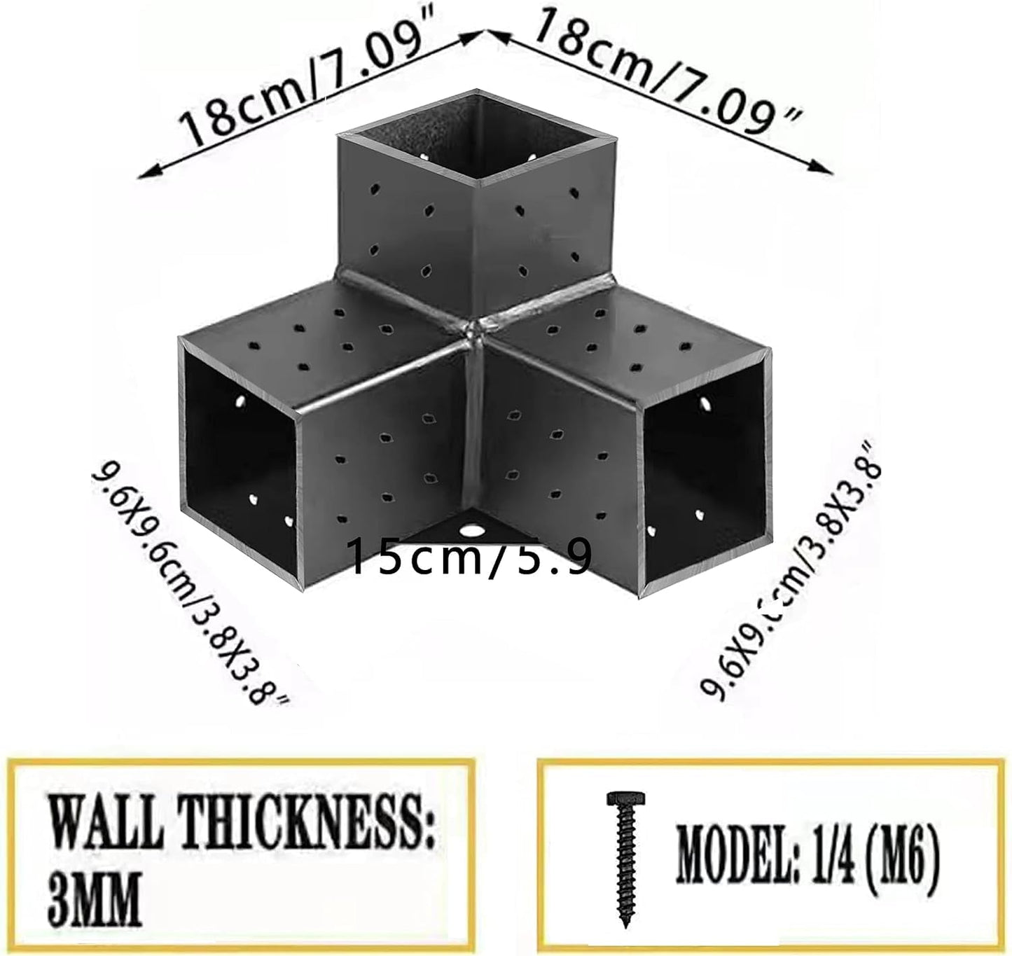 Pergola Brackets Kit 4x4, Woodworks DIY Pergola Kit 3-Way Right Angle Corner Bracket for Extension Elevated Wood Stand, Pergola Corner Brackets