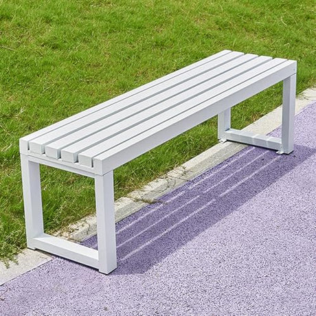 Garden Bench Entry Bench Indoor Bench Backless Front Porch Bench with Slatted Seat for Park, Patio, Front Porch Decorative Deck Furniture,Outdoor Benches Weatherproof,White,120cm GenSDH