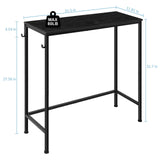 Black Console Table Narrow Modern Entryway Table Small Behind Couch Table Skinny Sofa Table Hallway Table with Hooks for Living Room Foyer Bedroom Corridor Office BTY