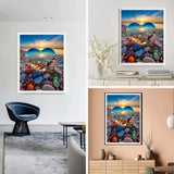 HSENJT 5D Diamond Painting Kits Beach Love for Adults Beginners,Sea Stone DIY Diamond Art,Love Heart Stone Paint with Round Diamonds for Home Wall Decor Gift(30x40cm/11.8X15.7Inch) HSENJT