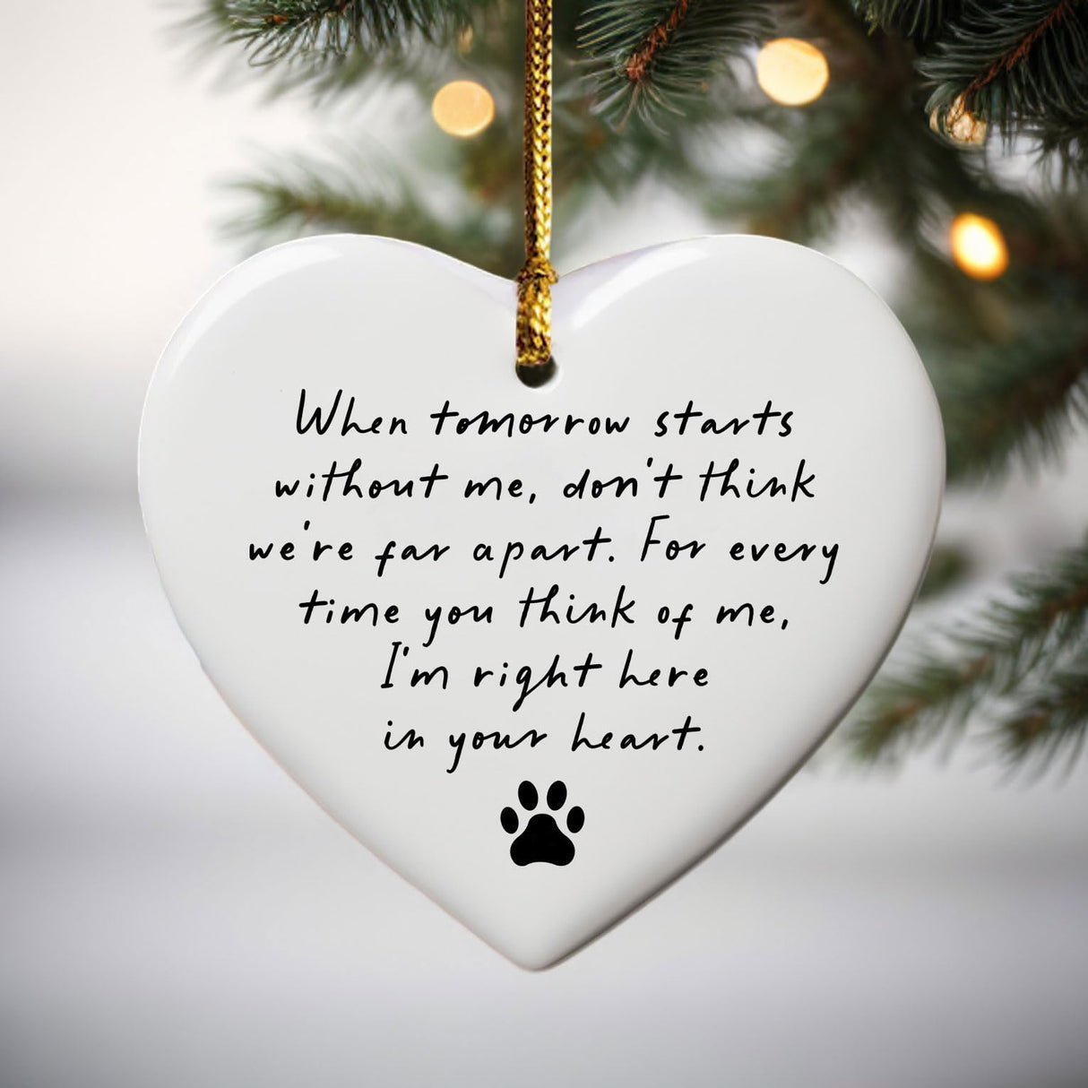 OFlyDesigns Pet Memorial, When Tomorrow Starts Ceramic Heart, in Loving Memory of Your Pet, Pet Loss Gift, Remembrance Gift Loss of Dog or Cat, Pet Memorial Gift Passing Gift OFlyDesigns