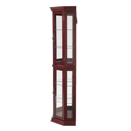 Lighted Display Cabinet,Glass Curio Display Cabinet with Adjustable Shelves & Mirrored Back,Storage Cabinet Wood Frame Collectibles Toy Display for Living Room, Kitchen, Pantry light bulb not included YiaFurio