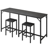YATINEY 70.9" Bar Table and Chairs Set, Dining Table and Chair Sets, 3 Piece Counter Height Table and 2 Stools, Kithcen Table for Home Restaurant, Bar, Black BT09BB YATINEY