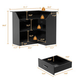 Reception Desk with Storage Shelves and Drawer, L-Shaped Modern Front Desk with Power Outlet, Reception Counter Table for Checkout, Lobby, Beauty Salon GatherHome