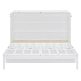 Queen Size Murphy Bed Cabinet Bed with USB Charging Station, Foldable Platform Bed Frame with Storage, White Merax
