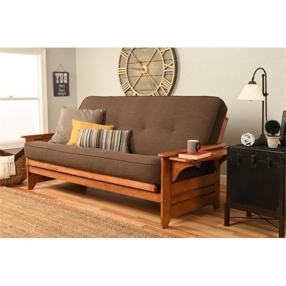 Kodiak Furniture Full Linen Fabric Futon Mattress in Cocoa Brown-Frame Not Included - WoodArtSupply