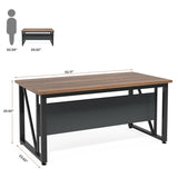 Tribesigns 55 inches Simple Computer Desk,Home Office Desk Writing Table for Workstation,Dark Walnut + Steel Leg， Cabinet not Included (Walnut, 55-inch) Tribesigns