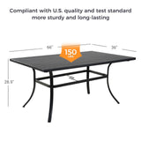 Grand patio 7-Piece Outdoor Dining Set, 6 Leather-Look Wicker Swivel Patio Chairs & 1 Rectangular Dining Table, Black Grand patio