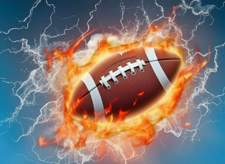 VAIIEYO Diamond Art Kits for Adults Kit Football, Diamond Painting Sports, Paint by Numbers Fire Ball Full Drill Round Rhinestone Craft Canvas for Home Wall Decor Gift 12x16 inch VAIIEYO