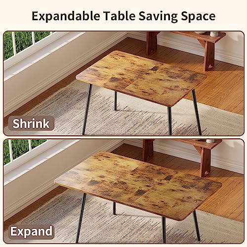 Qsun 63” Extendable Dining Table Set for 4-6 People, 7-Piece Dining Table Set for 6 People with 6 Chairs, MDF Wood Board Kitchen Table Set for Small - WoodArtSupply