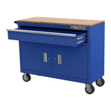 HFT YUKON Yukon 46 inches Mobile Workbench With Solid Wood Top, Blue HFT YUKON