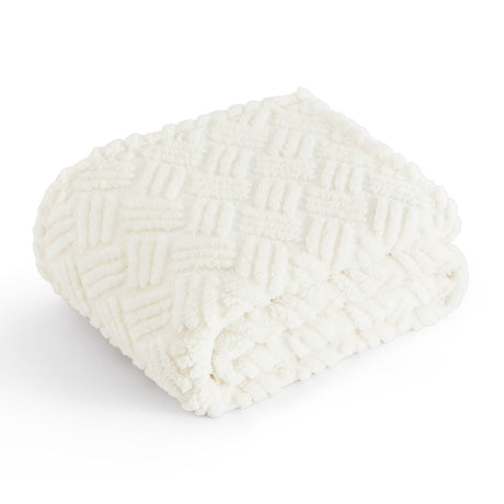 Bedsure White Throw Blanket for Couch - Jacquard Super Soft Cozy Boho Blankets for Women Girls, Cute Small Blanket for Bed Sofa, Gift, Home Decor, 50x60 Inches Bedsure