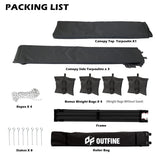 OUTFINE Heavy Duty Canopy 10x10 Pop Up Commercial Canopy Tent with 3 Side Walls Instant Shade, Bonus Upgrade Roller Bag, 4 Weight Bags, Stakes and Ropes (Black, 10 * 10FT) OUTFINE