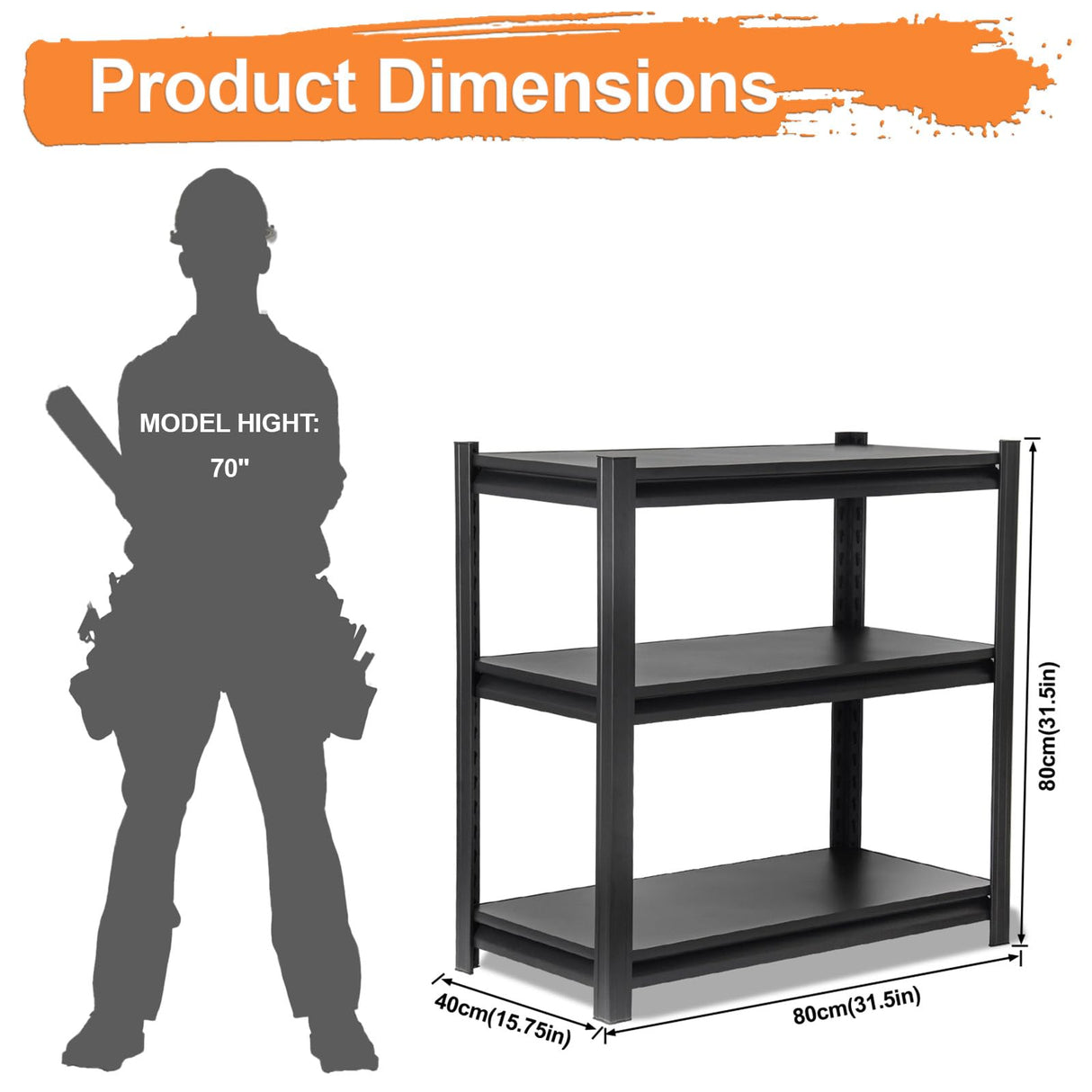 32" W Garage Shelving, 1500LBS Garage Storage Shelves Heavy Duty Industrial Shelving Unit, 3 Tier Adjustable Metal Shelving for Basement, Shop, Warehouse, 32" W x 16" D x 32" H Umeiga