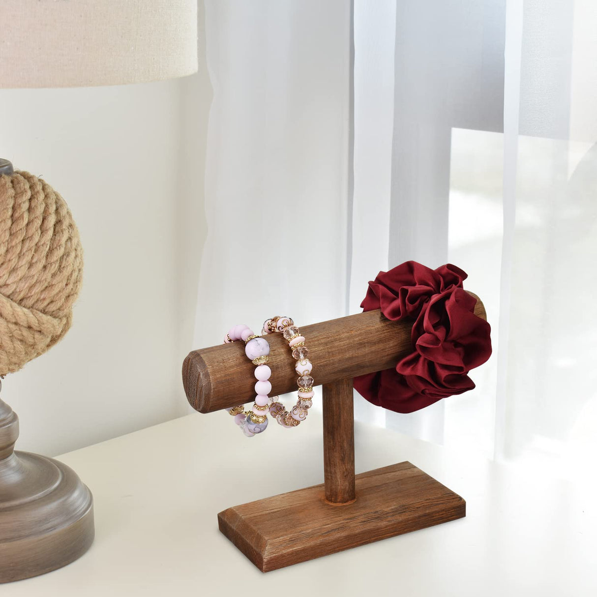 MOOCA 2 Pcs Wooden Jewelry Display Stand, Bracelet Watch Holder Display for Store, 7.9 W x 2.9 D x 5.5 H in, Brown Color MOOCA