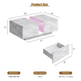 HedoAjim Grey Led Coffee Table for Living Room, Rectangular Living Room Table with Storage, Acrylic Coffee Tables with 2 Sliding Drawers, Wood Center Table for Reception Dinning Room HedoAjim