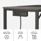 HOOBRO Computer Desk, Home Office Desk with Power Outlet, Modern Study Writing Desk with 3 Hooks for Study Room, Home Office, Sturdy and Stable, Easy to Assemble, Charcoal Gray and Black BC40UDN01 HOOBRO