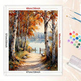 Lakeside Fall Foliage Paint by Numbers Kit for Adults - DIY Birch Trees and Lakeside Trail Painting on Canvas 16x20 Inches, Acrylic Paint Set, Suitable for Beginners, Art for Home Decoration or Gifts DecorFriday