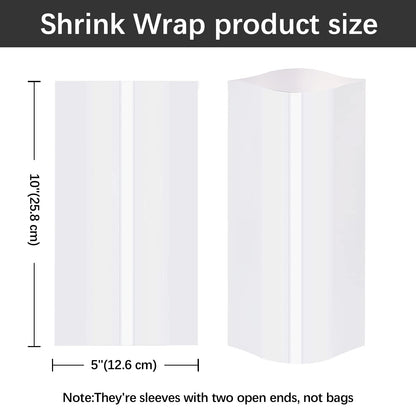 100Pcs Sublimation Shrink Wrap Sleeves,5x10 Inch Heat Transfer Shrink Film Bags for Blanks 20 oz Tumblers,Mugs,Cups,Shrink Wrap Bands for Sublimation