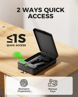Biometric Gun Safe Travel Case for Pistol, Easy Edition, Quick Access with Smart Fingerprint and Keys, Portable Handgun Safe for Home Bedside Nightstand Car Glimstone