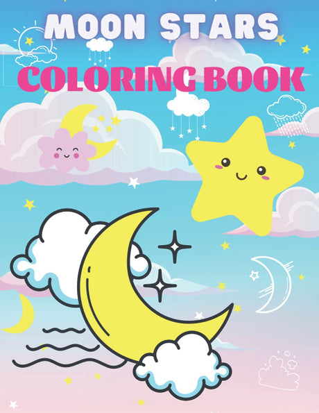 Moon & Star Coloring Book For Kids: Moon and stars coloring book with unique images to help children entertain and relax more after stressful school hours. Majosta