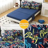 Aqzuxira Glow in The Dark Kids Comforter Set, 3 Pieces Gamepad Pattern Bedding Set Twin Size for Boys Girls Teen, 1 Comforter, 1 Pillowcase, 2 Pillow Shams Aqzuxira