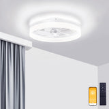 VOLISUN Low Profile Ceiling Fans with Lights and Remote, 19.7in Fandelier Ceiling Fan Flush Mount, 3000K-6500K Smart Bladeless LED Fan Light, White Modern Ceiling Fans with Lights for Bedroom VOLISUN