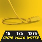 ReelWorks Retractable Extension Cord Reel Polypropylene 12AWG x 40' Foot Industrial Commercial Grade 3C SJT Cable Triple Tap Connector 15A 125VAC 1875W 60Hz Current Interrupter Best for Indoor Use ReelWorks