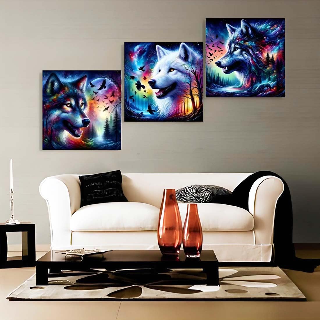 SHICERNHJ 4 Packs Animal Wolf Series Diamond Art Kits for Adults,5D Diamond Painting Kits for Beginner,DIY Full Drill Diamond Dots with Gem Art Kits for Adults,Home Wall Decor 12 x 12Inch SHICERNHJ