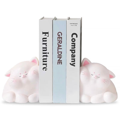 Cute Cat Book Ends for Shelves, Non-Slip Bookends for Heavy Books, Decorative Book Ends for Kids, Unique Bookends to Hold Books, Book Holders for Shelves, Book Stopper Cat