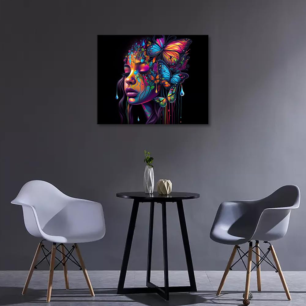 DIY Paint by Numbers Colorful Girl Paint by Number for Adults Beginner and Kids with Paintbrushes Black Girl Acrylic Painting by Numbers Kits on Canvas Art Crafts for Home Walls 16"x20"(Frameless) TUMOVO