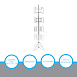 SSWBasics 4-Tier Chrome Rotating Standing Literature Rack - 64'H x 16"D - 16 Pockets Total - Sleek Floor Standing Book Display Rack for Periodicals - Sturdy Comic Book Display Stand for Magazines, SSWBasics