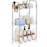 SPACEKEEPER 3 Tier Acrylic Storage Rolling Cart Clear Bathroom Cart Organizer, Transparency Laundry Room Organization Mobile Shelving Unit Multifunction Rolling Utility Cart for Office Living Room SPACEKEEPER