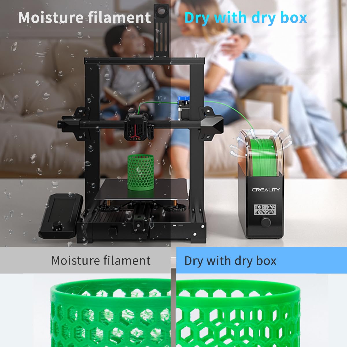 Creality Official Filament Dryer Box 2.0 with Fans, Upgraded Filament Dry Box Pro 1KG 3D Printer Filament Storage Keep Filament Dry During 3D Printing Filament Dehydrator for PLA PETG ABS TPU Nylon Creality