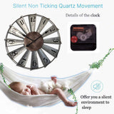 Mrocioa 24inch Windmill Distressed Metal Wall Clocks Rustic Large Decorative Clock Oversized Farmhouse Decor,Non Ticking,Battery Operated Mrocioa