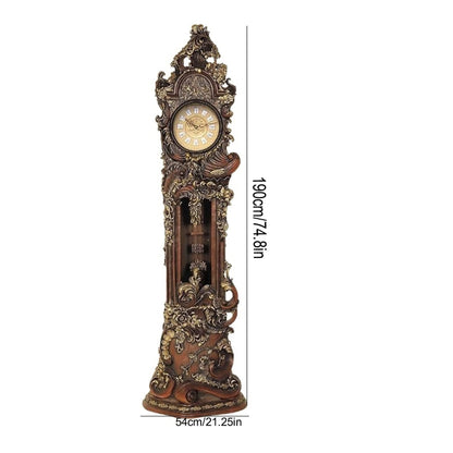 XJLRRTEE-888 Grandfather Clock Grandfather Clock, Handcrafted Resin Statue Floor Clock, Home Furnishings Grandfather Clock with Chime Home Indoor Ornaments Floor Clock