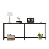 HOMERECOMMEND 70.8 Inch Console Table with USB Ports, Sofa Table with Charging Station, Narrow Entryway Table, Skinny Hallway Table,Rustic Brown HOMERECOMMEND