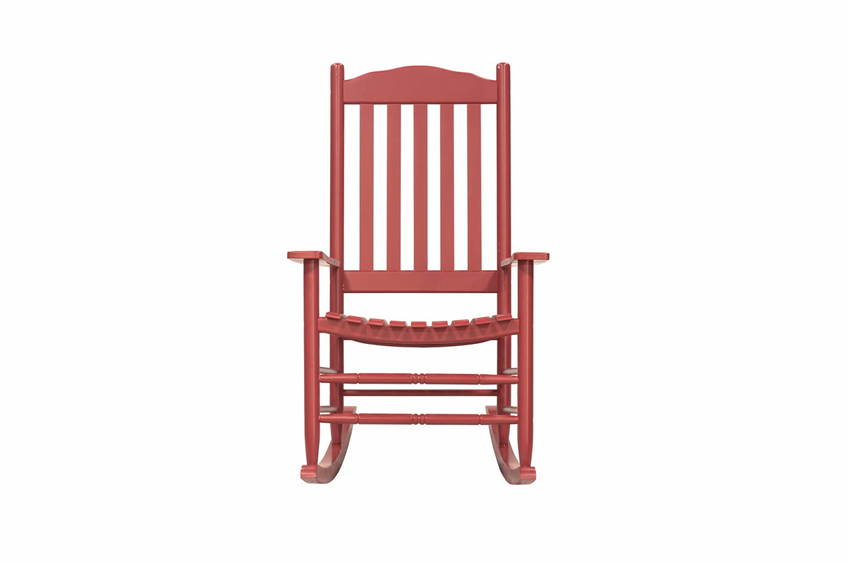 CASUNER Wooden Rocking Chair Outdoor with 350lbs Weight Capacity All Weather Porch Rockers for Garden, Lawn, Porch, Backyard (1, Red CASUNER