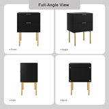 Aienvey Nightstand, Modern Night Stand with Drawers, Bedside Table, Gold Small Side Table for Bedroom, Living Room End Table (2 Drawers, Black Stripe) Aienvey