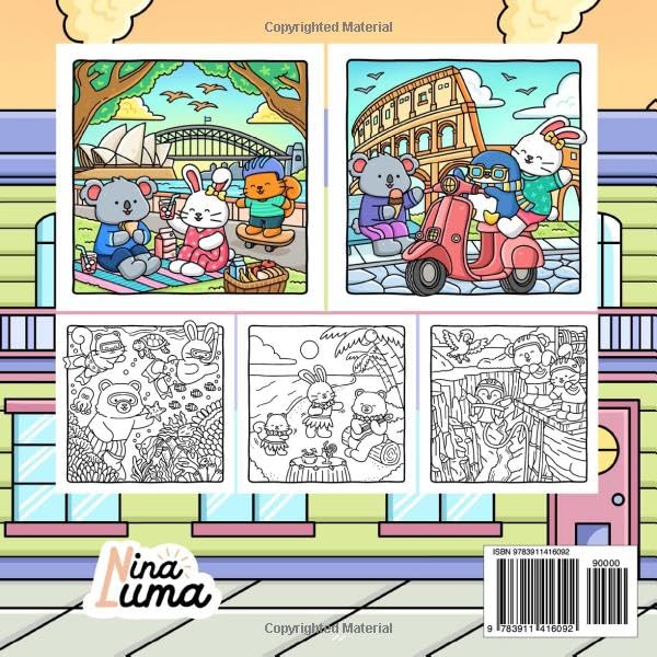 Snuggly Friends - Traveling the World: Super Cute and Fun Coloring Book for Adults and Teens with Cozy Fuzzy Animal Characters in Hygge Holiday ... Music (Snuggly Friends Coloring Series) WoodArtSupply