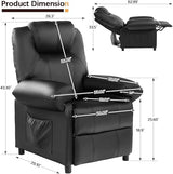 KCREAM Faux Leather Recliner Chair with Massage and Heat, Mid Century Overstuffed Manual Reclining Chair, Massaging Push Back Recliner Chair Single Sofa for Living Room, Black