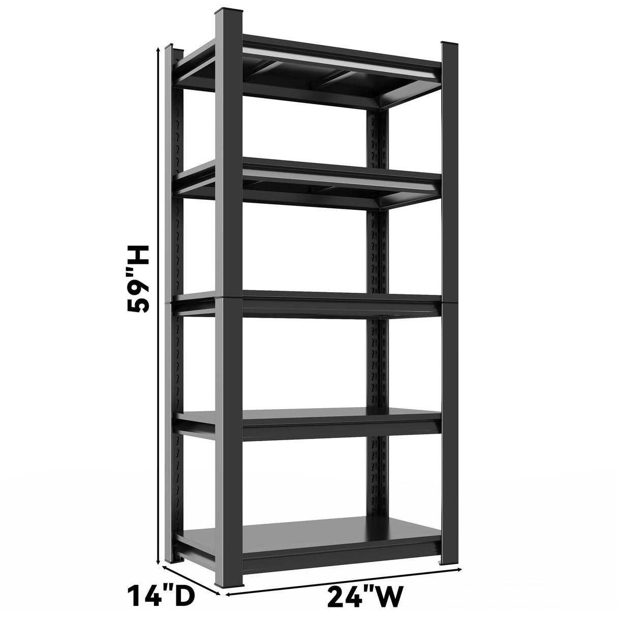 5 Tier Storage Shelves, Shelving Unit, Adjustable Metal Shelving,2000LBS Pantry Shelves Sturdy Steel Shelf for Kitchen Pantry Closet Laundry,15" D x 24" W x 59" H, Black Metallitrend