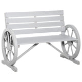 Rustic Charcoal Grey Wooden Wagon Wheel Bench for Outdoor Comfort Outsunny