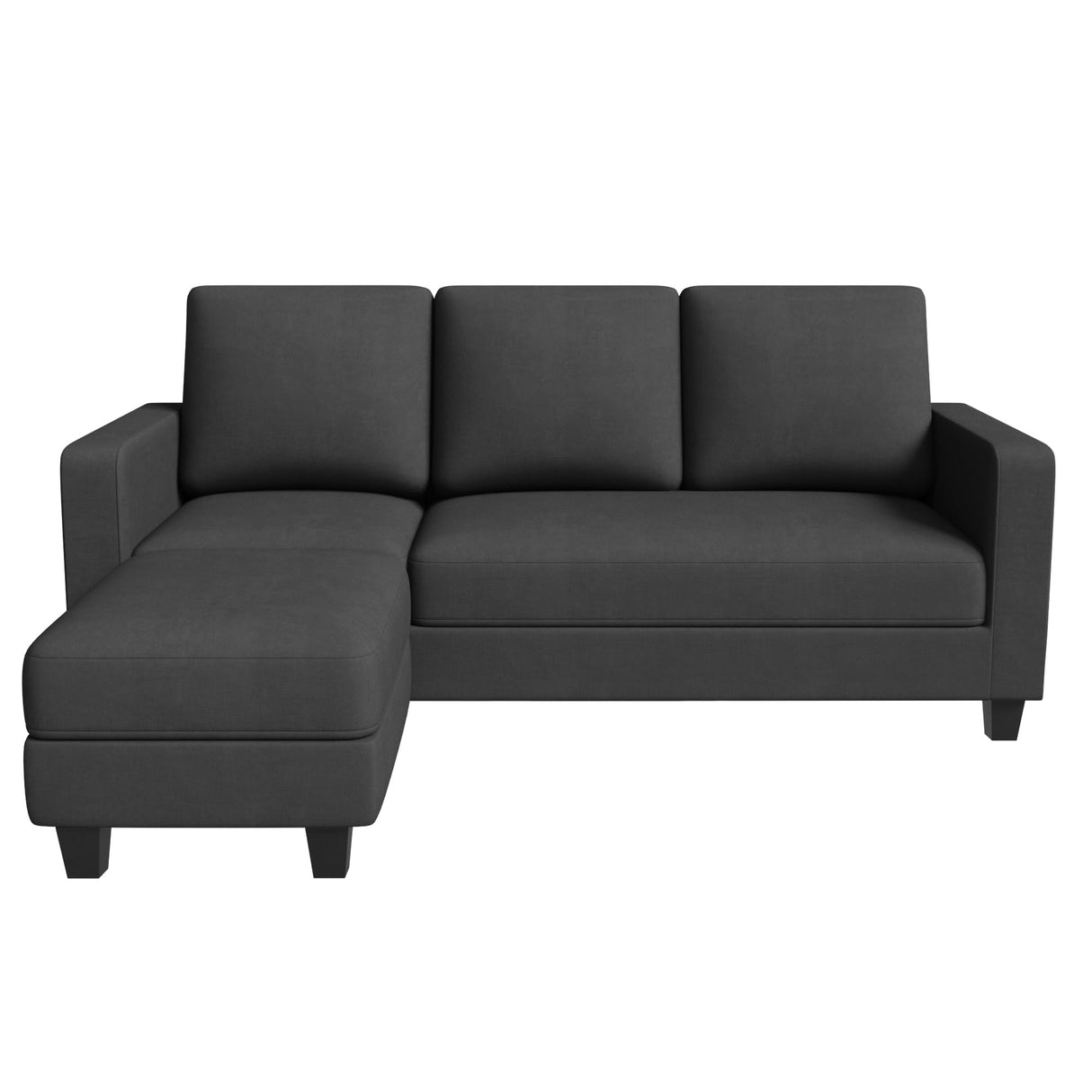 Furniwell Convertible Sectional Sofa Couch, L Shaped 3-Seat Small Couch for Living Room with Ottoman Modern Fabric Reversible Chaise for Apartment and Small Space (Dark Gray) Furniwell