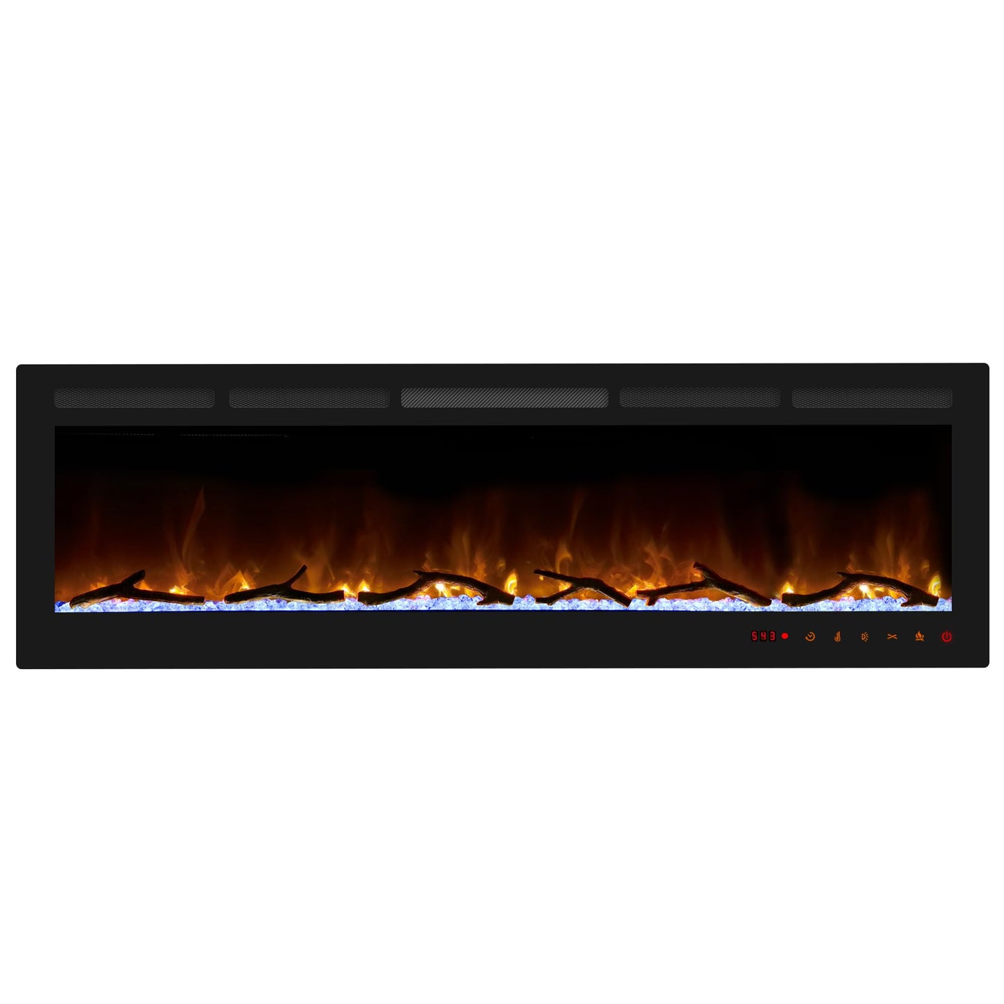 Cheerway 72 Inch Electric Fireplace, Recessed Fireplace Insert and Wall Mount Fireplace Heater with Remote & Touch Control, Adjustable Flame Color & Brightness, Log Set & Crystals, Child Lock & Timer